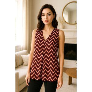 Pleione Med Blouse Sleeveless Contrasting Chevron Lightweight Tunic Top